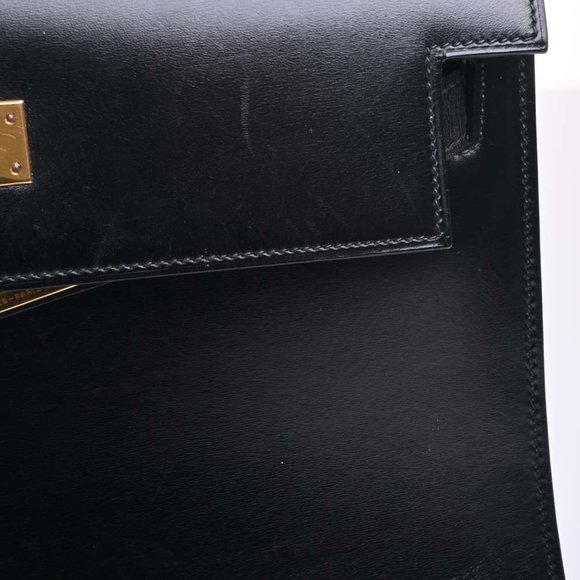 HERMES Box Calf Kelly 28 Handbag Black Ladies - Picture 10 of 10